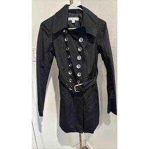 New York and Company Women's Size XS  Black Rain Trench Coat Jacket